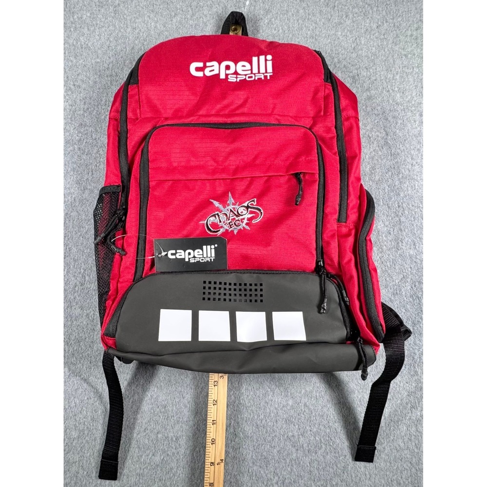 NEW Capelli Sport Soccer‎ Backpack Red/Black #77 Chaos FC Pitch I Team Bag NEW